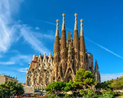 Cathedral of La Sagrada Familia. It is designed by architector Antonio Gaudi andl is being build since 1882.