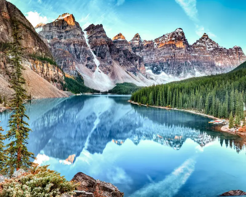 Moraine lake panorama in Banff National Park, Alberta, Canada